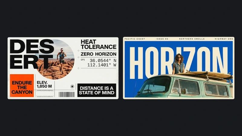 Nano Banana 2.1: DESERT-Sport- und HORIZON-Reiseplakate