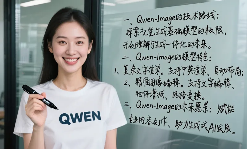 ガラス板の手書き中国語技術アウトライン（QWEN Tシャツ）