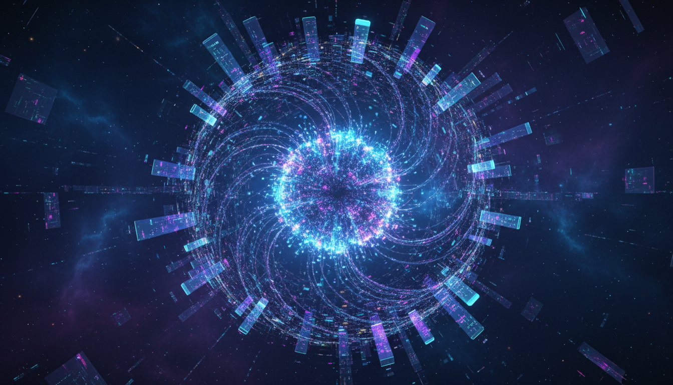 Self-improving AI memory loop visualization with neural nodes and skill library