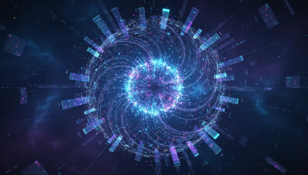 Self-improving AI memory loop visualization with neural nodes and skill library