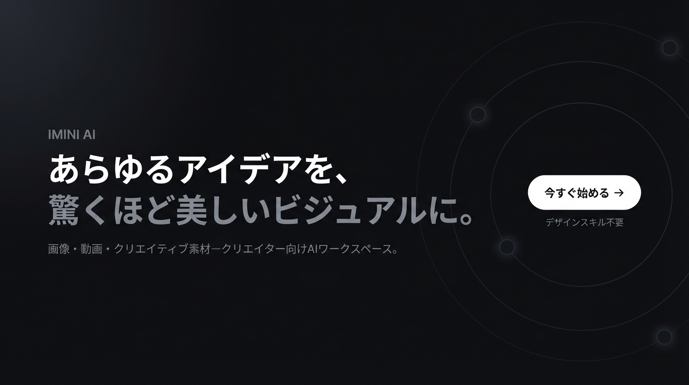 あらゆるアイデアを驚くほど美しいビジュアルに — iMini AI