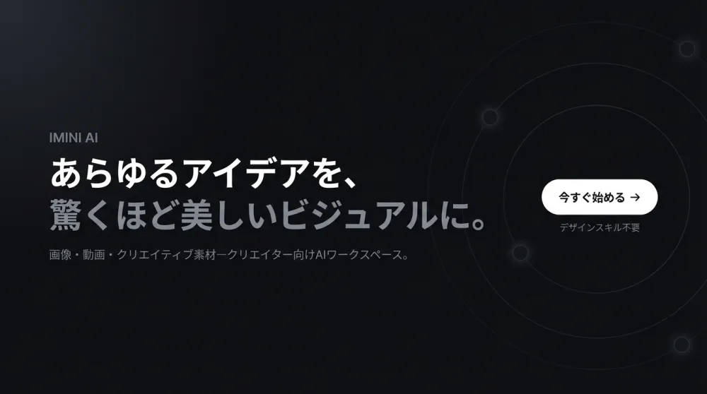 あらゆるアイデアを驚くほど美しいビジュアルに — iMini AI