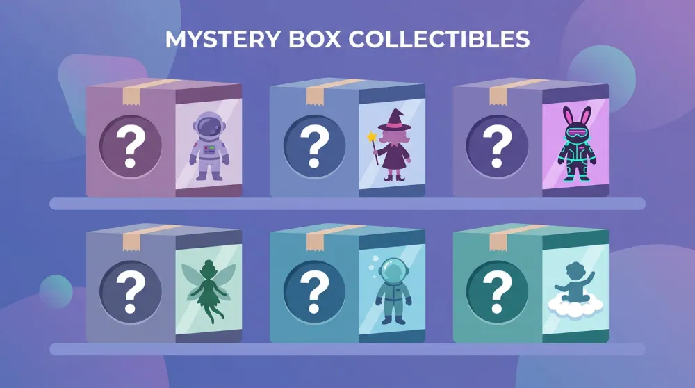 GPT Image 2 blind box prompt series of figures in mystery packaging