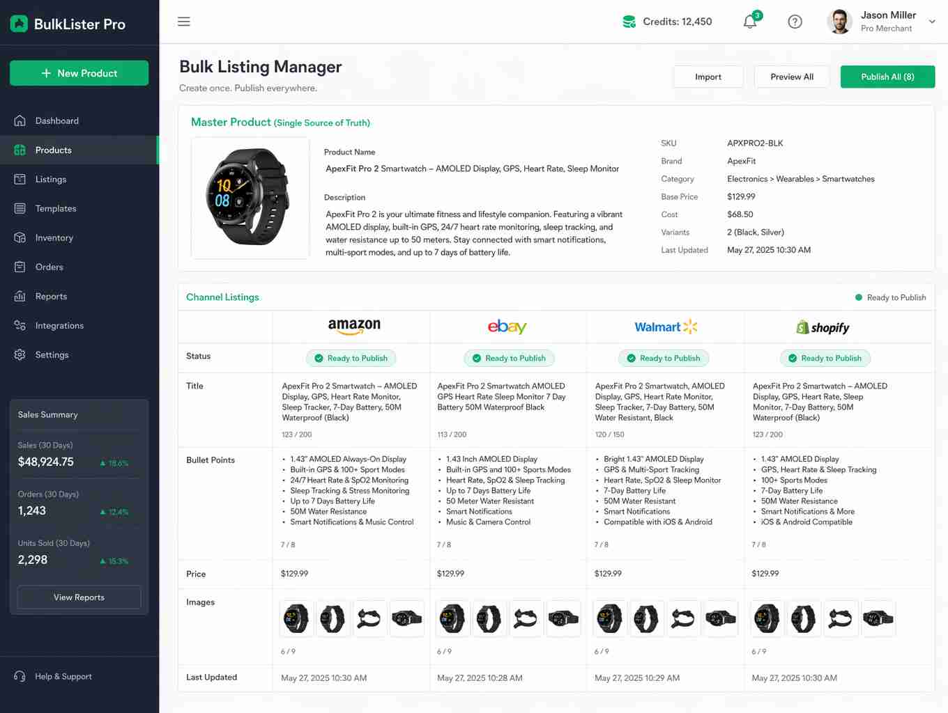 E-commerce listing batch
