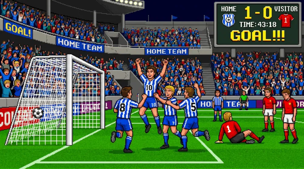 AI generated 16-bit pixel art football game SNES style