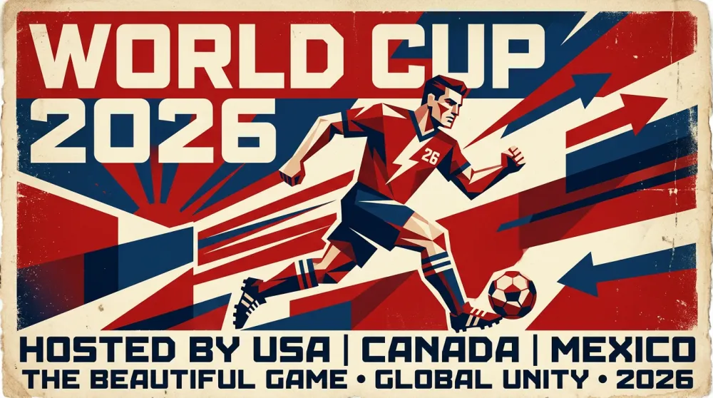 AI generated vintage propaganda poster World Cup 2026