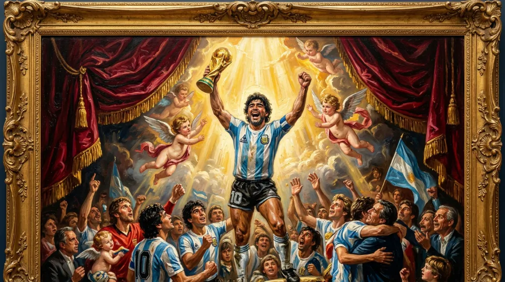 AI generated Baroque oil painting World Cup trophy Rubens style