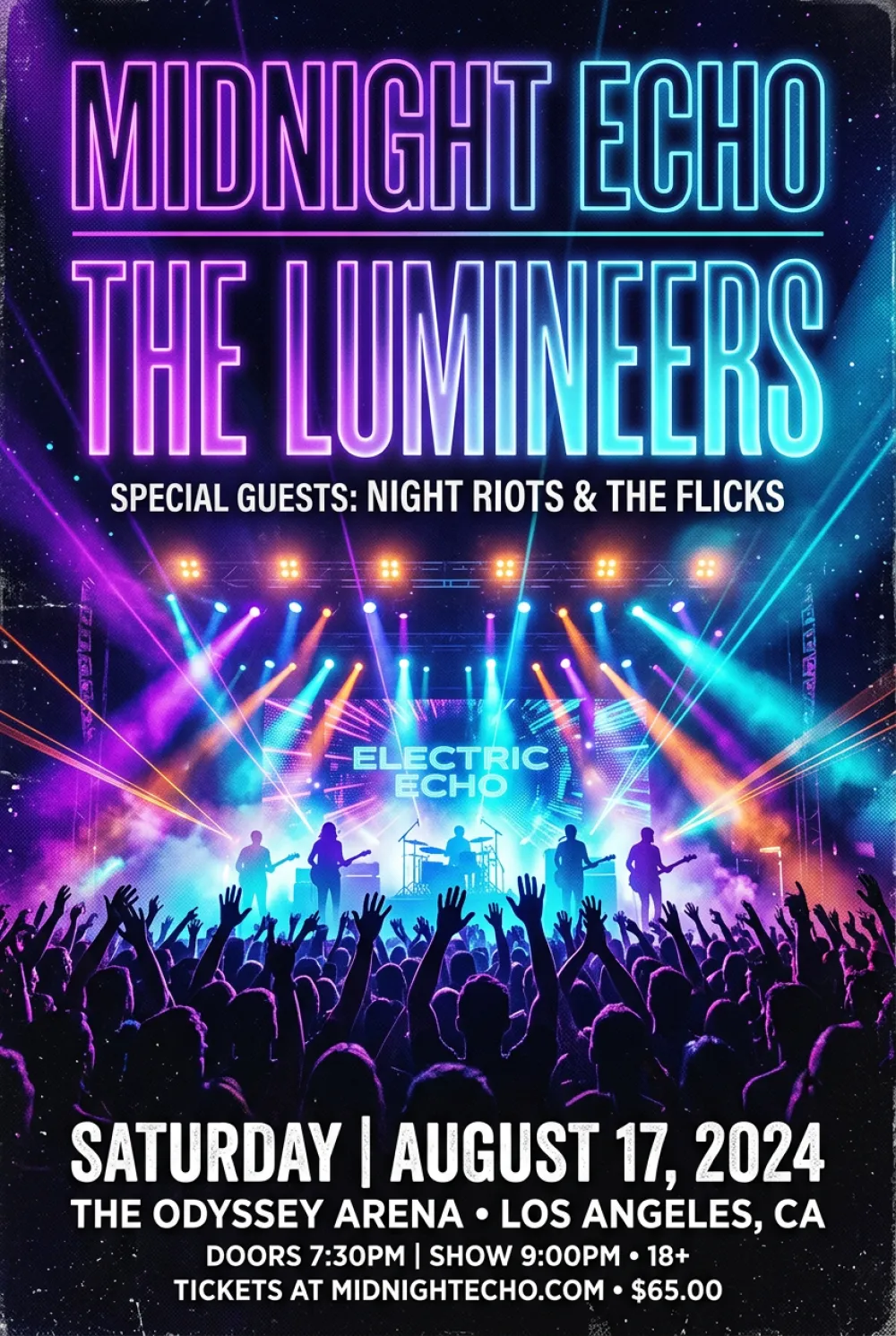 Codex AI generated concert event poster with neon purple and cyan gradient and bold typography