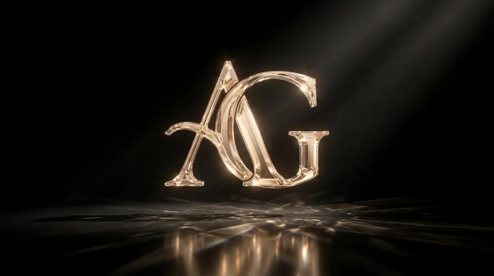 Luxury brand monogram logo with Codex AI — champagne gold interlocked letters on black