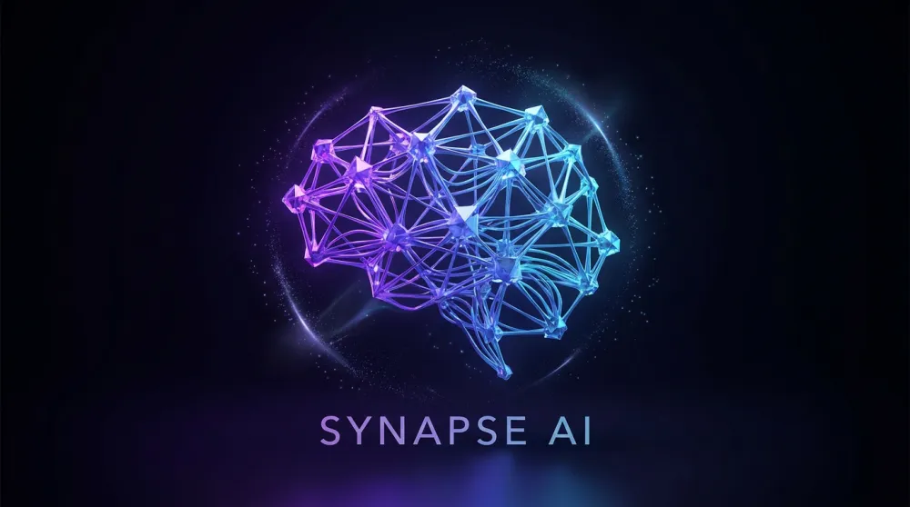 AI tech startup gradient logo with Codex AI — neural network symbol, electric purple to cyan