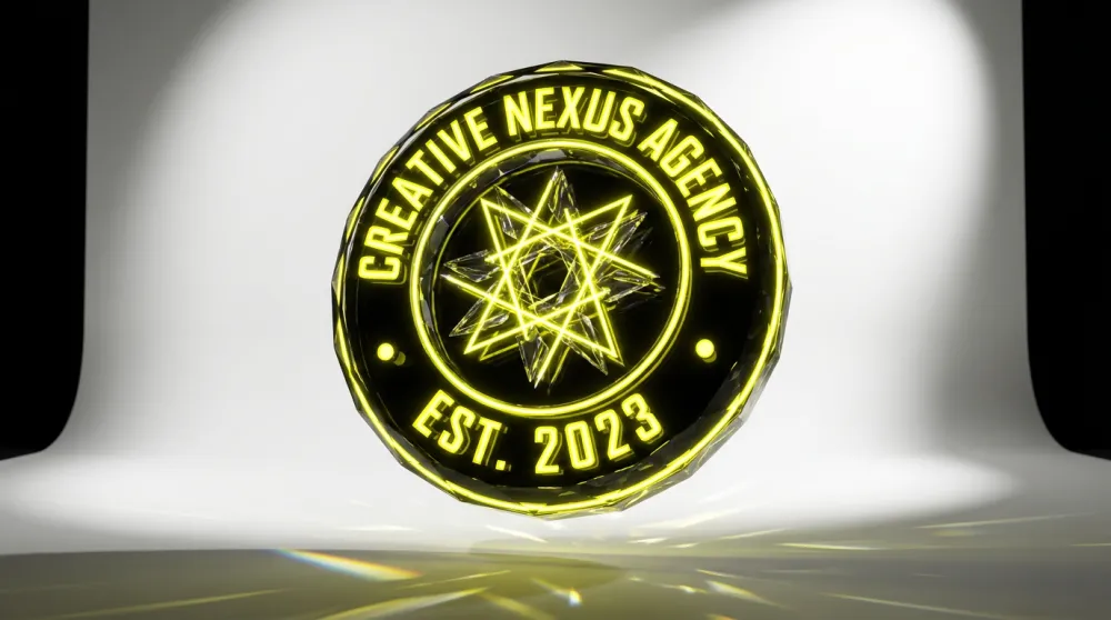 Creative agency badge logo with Codex AI — bold badge format, high contrast black and neon yellow