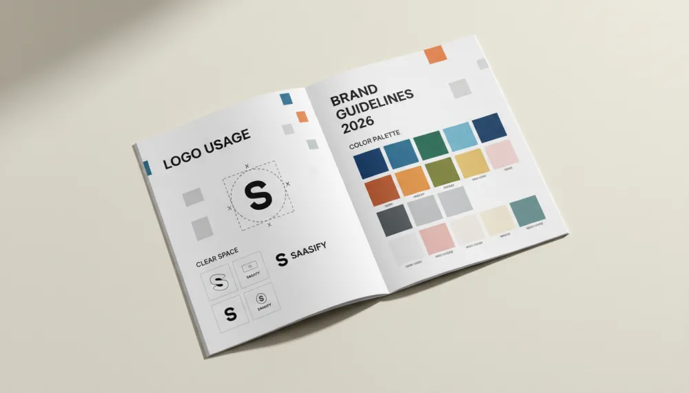 Brand guidelines document created with Codex AI — logo usage rules, color specifications, typography hierarchy and clear space requirements