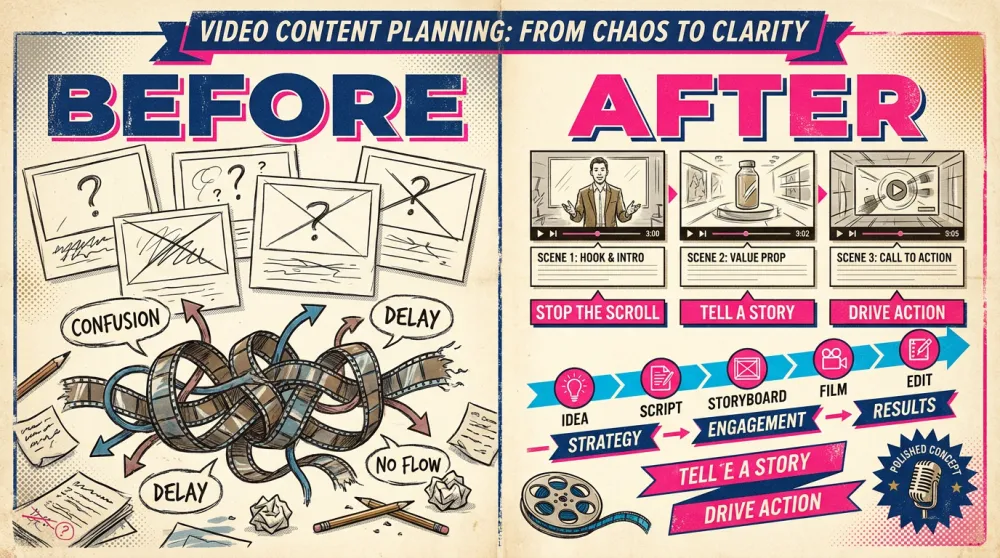 Before and after editorial refinement for video and blog content with Claude-style reasoning