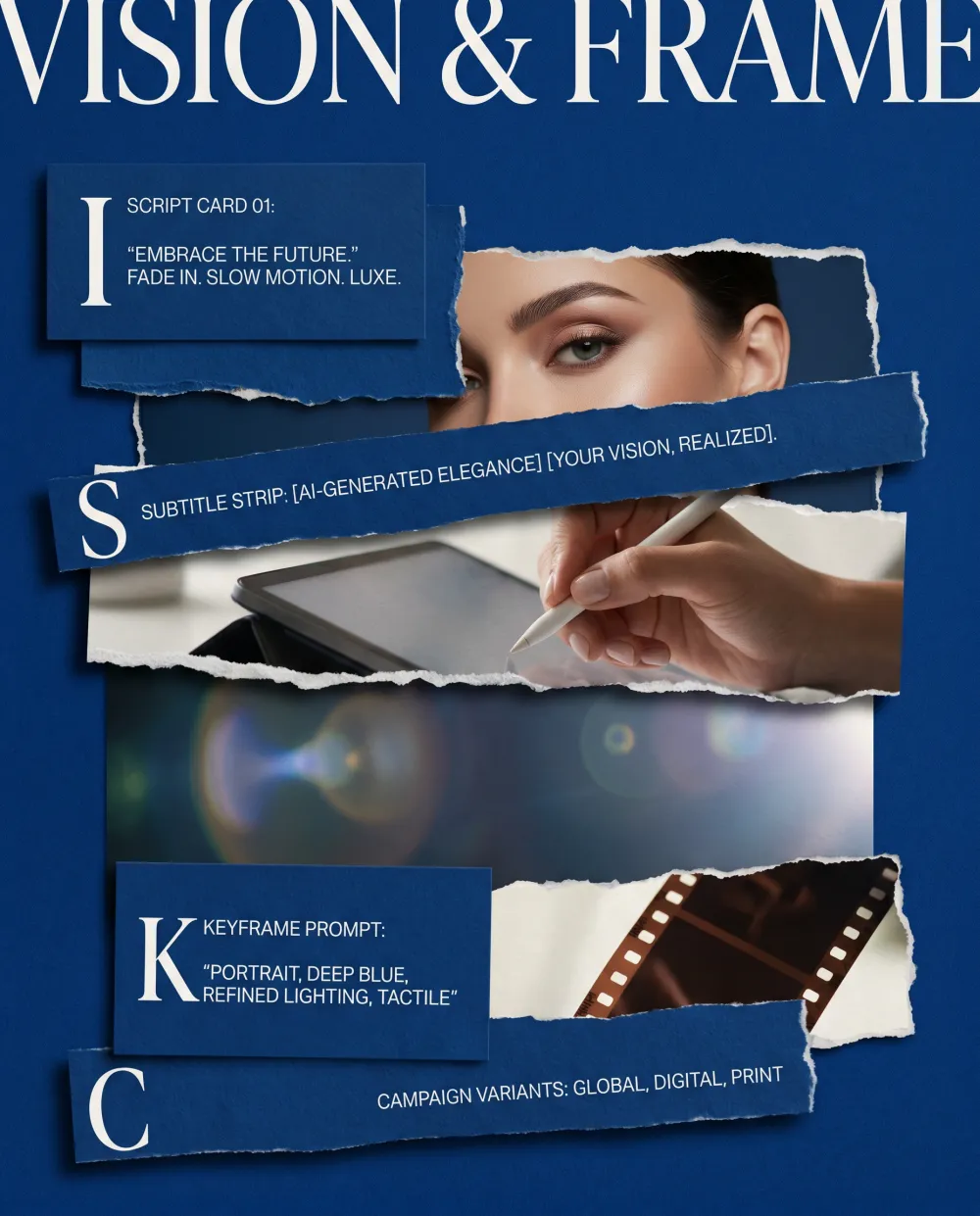 Localized AI video ad planning board with scripts subtitles and keyframes