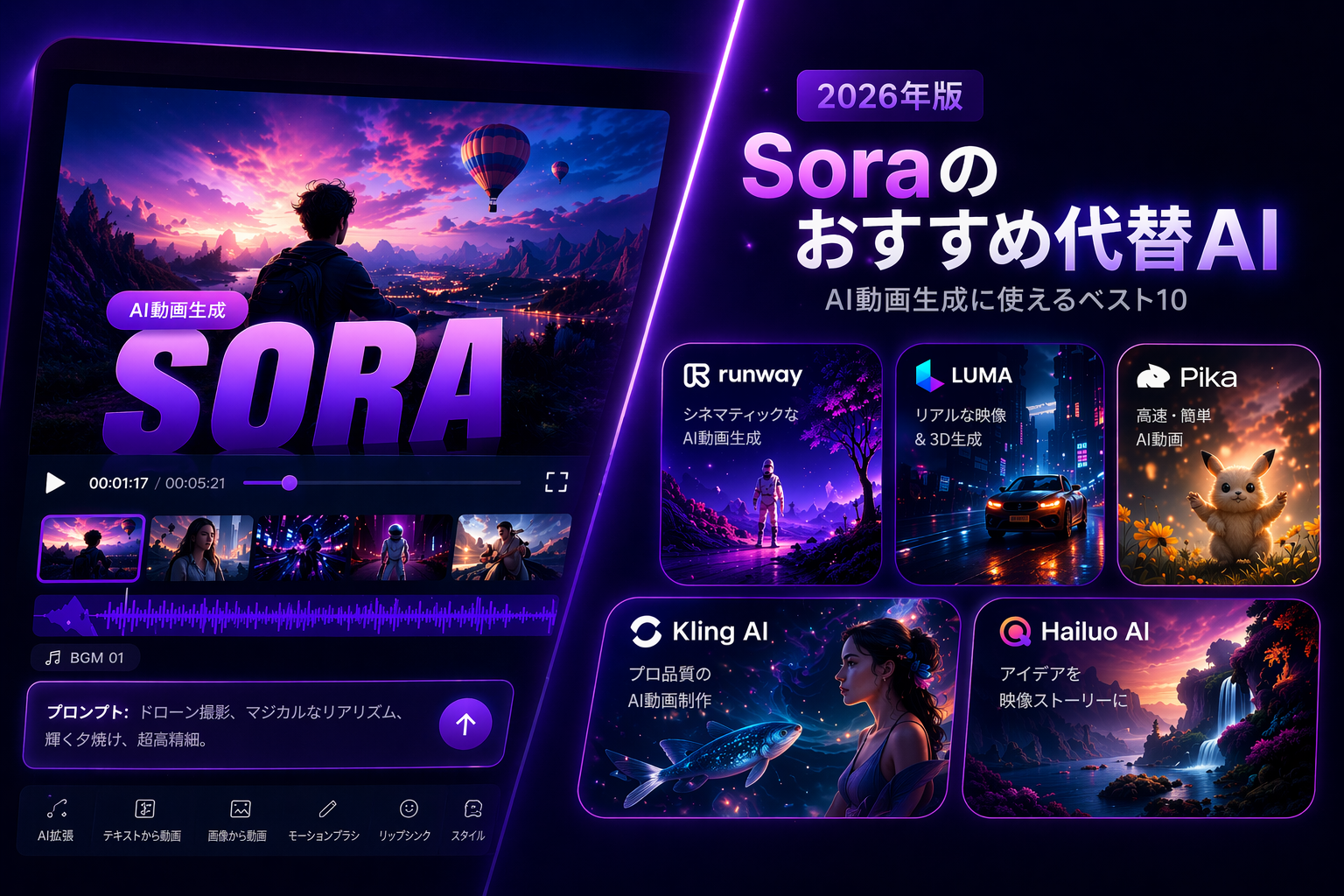 2026年のSora代替ツールベスト10：AI動画ツールランキング