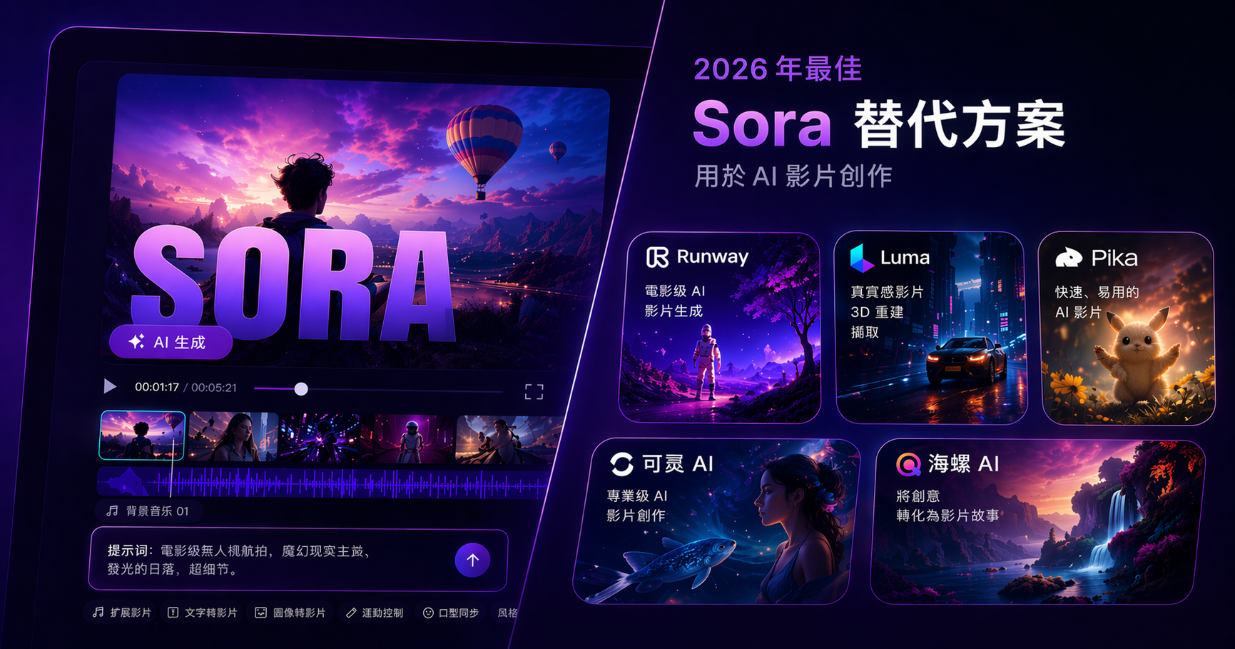 2026 年最佳 Sora 替代方案：10 款 AI 影片工具推薦