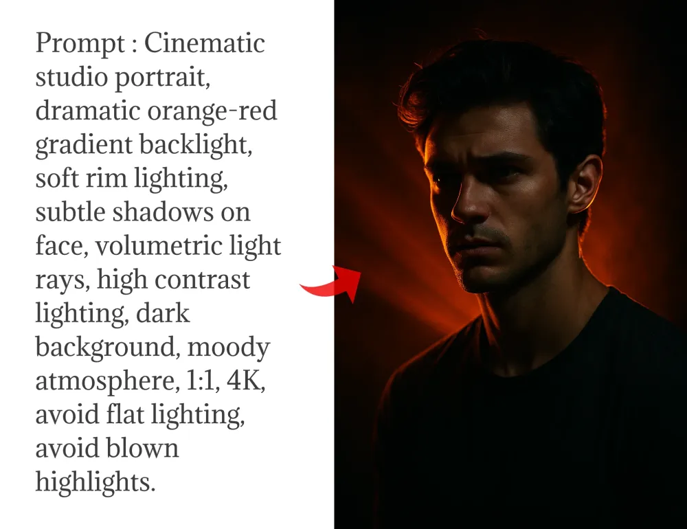 GPT Image 2 lighting: neon, orange-red backlight, golden hour cinematic light.