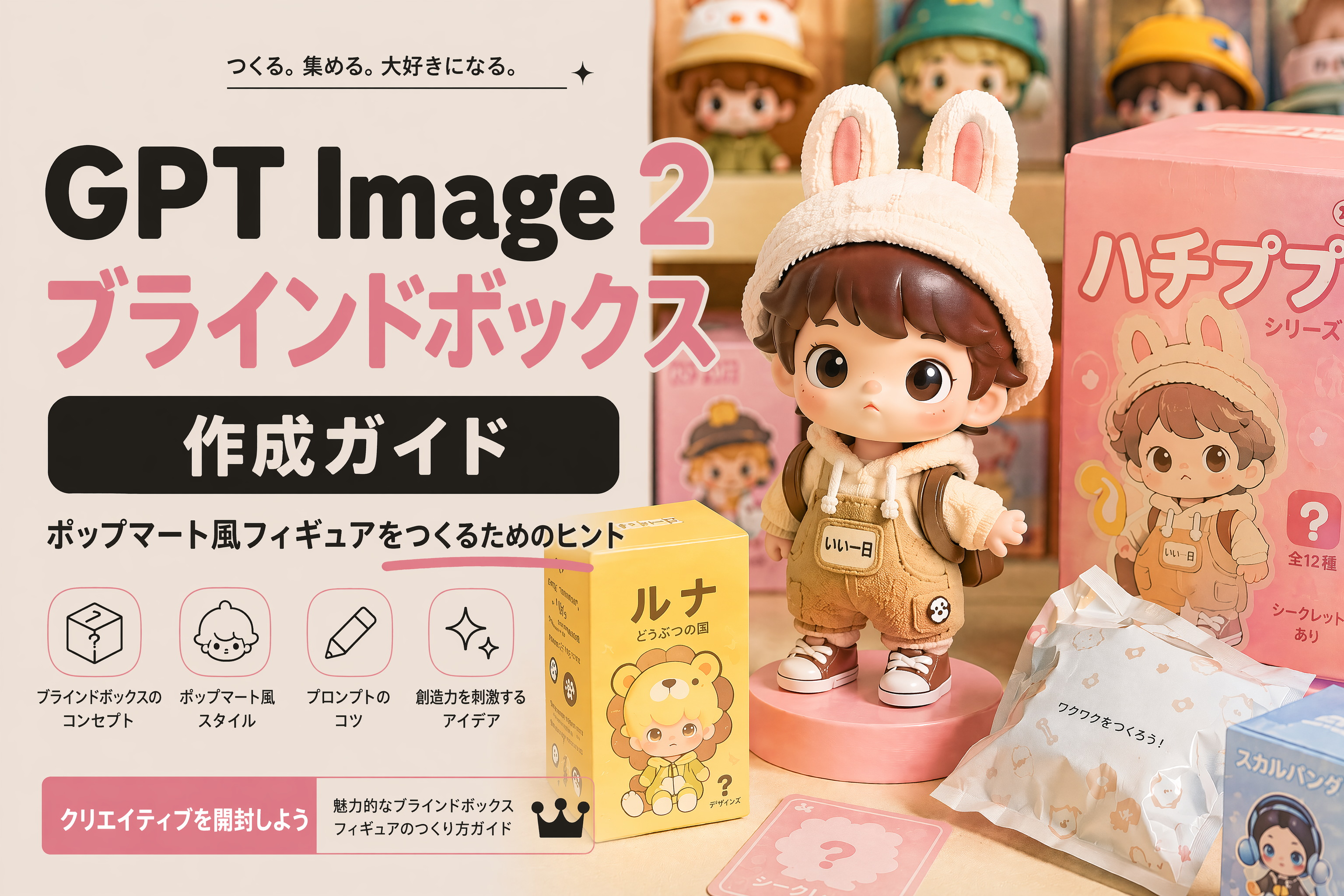 GPT Image 2ブラインドボックスプロンプトガイド Pop Martスタイルフィギュアの作り方
