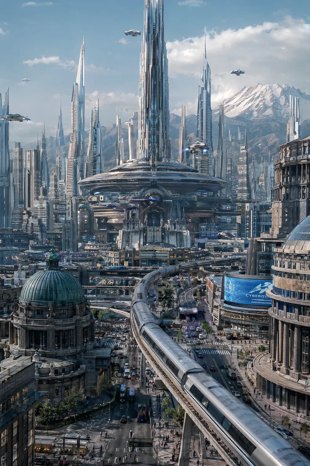 Photorealistic AI image of a futuristic city