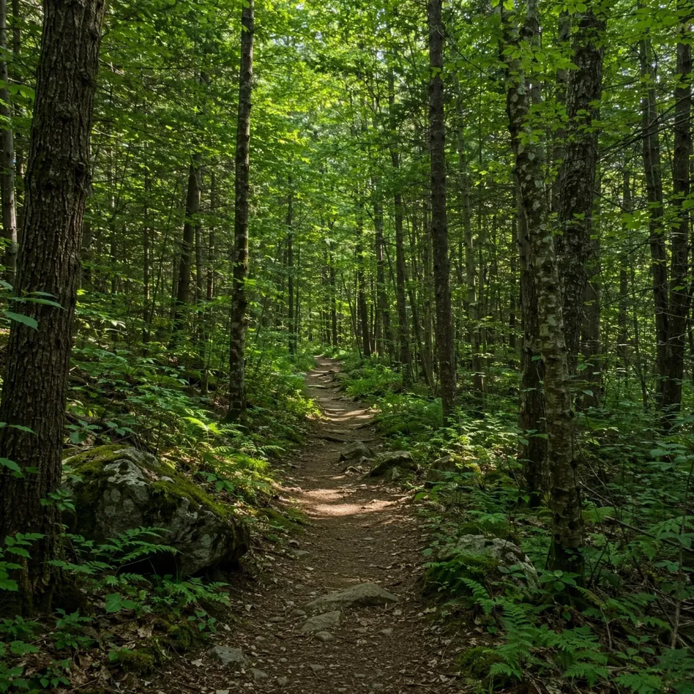 AI image of a forest path with no mood specified