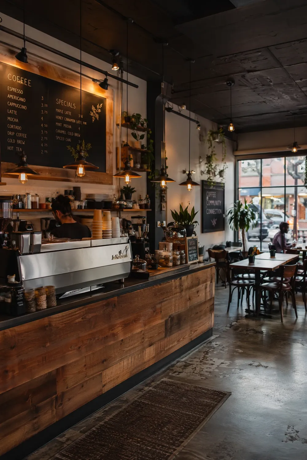 AI image of a coffee shop interior with literal prompt