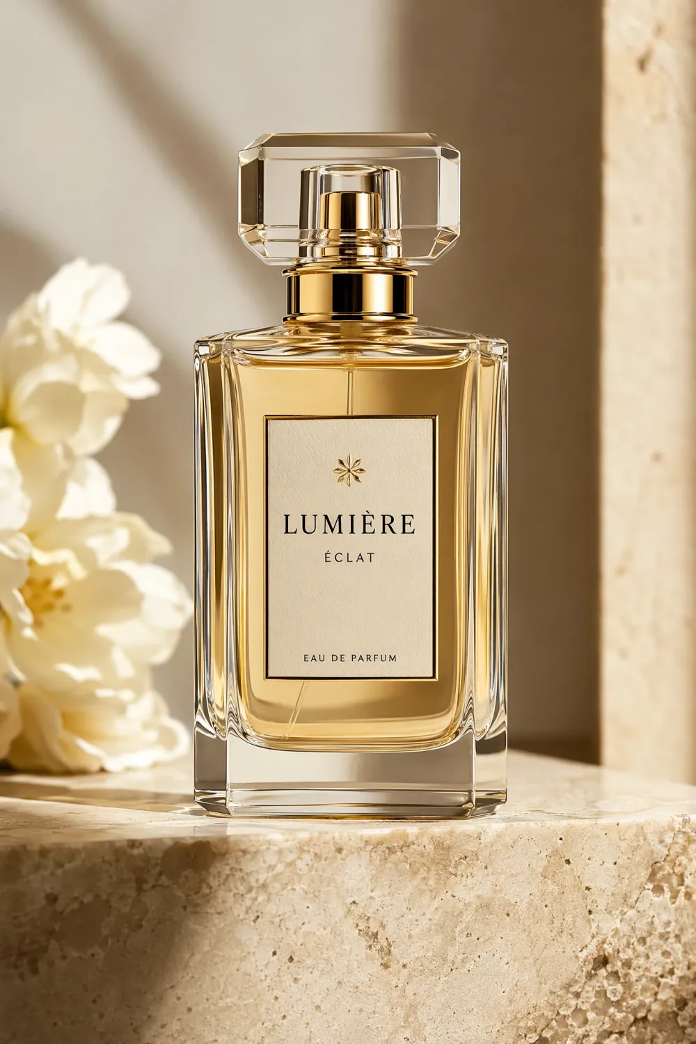 AI product shot of a perfume bottle with no color direction