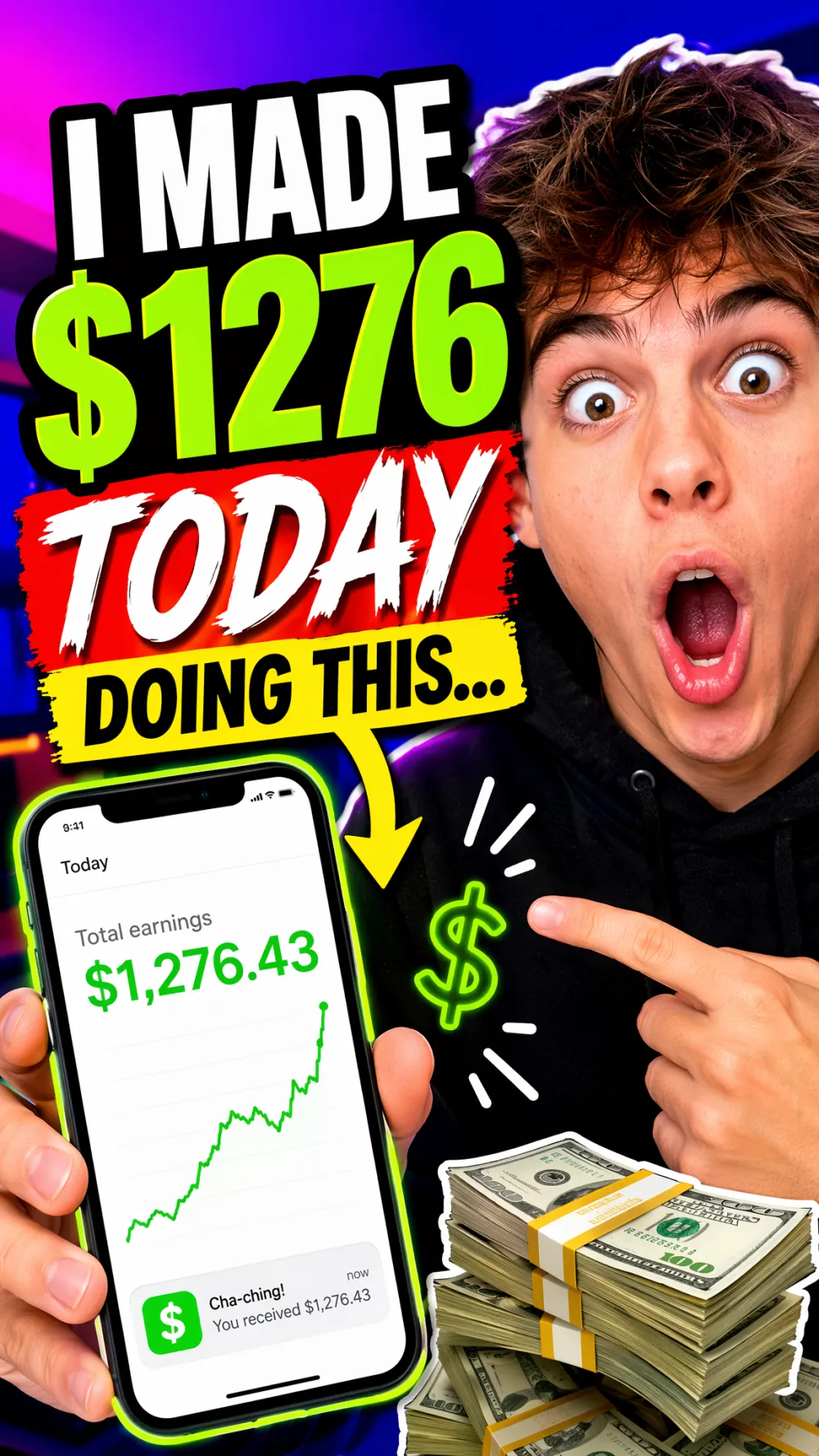 TikTok thumbnail — bright saturated colors with bold hook text in 9:16 vertical