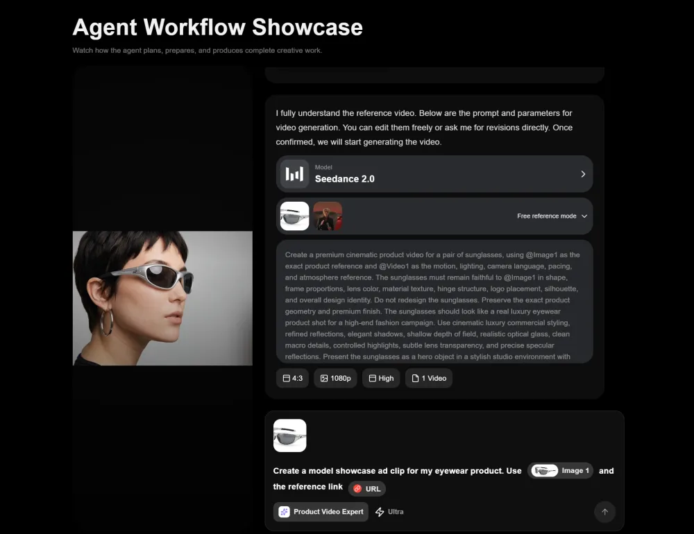 The asset workspace keeps generated images, videos, documents, and campaign materials available for reuse, review, and version comparison.