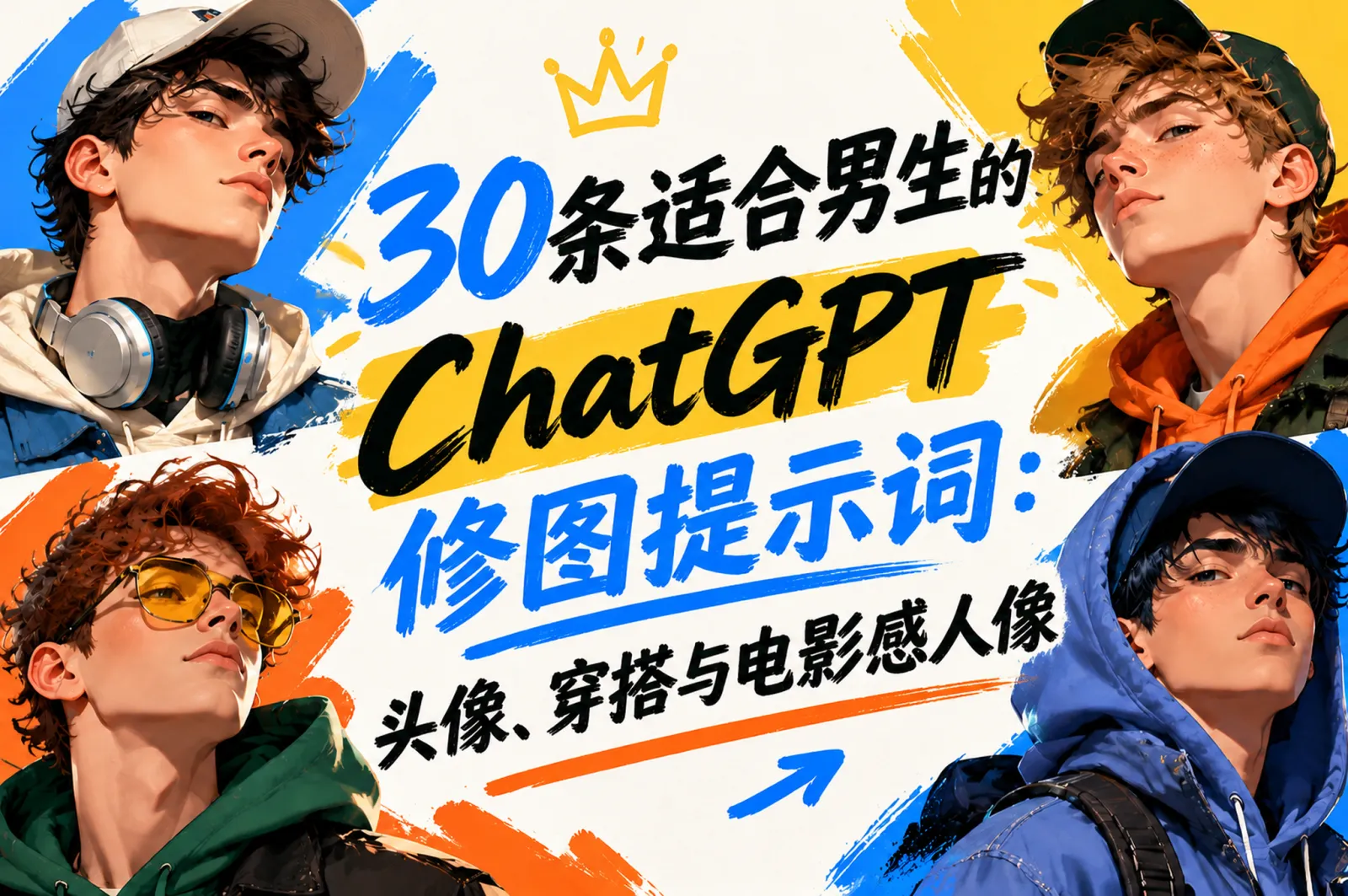 30条适合男生的ChatGPT修图提示词:头像、穿搭与电影感人像
