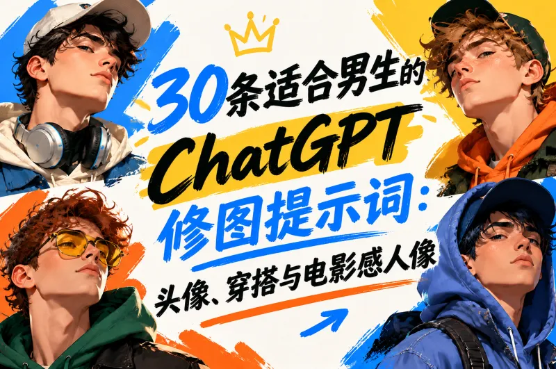 30条适合男生的ChatGPT修图提示词：头像、穿搭与电影感人像
