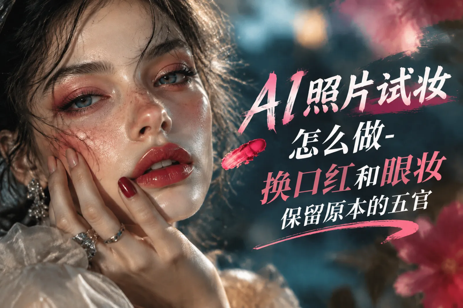 AI照片试妆怎么做：换口红和眼妆，保留原本的五官